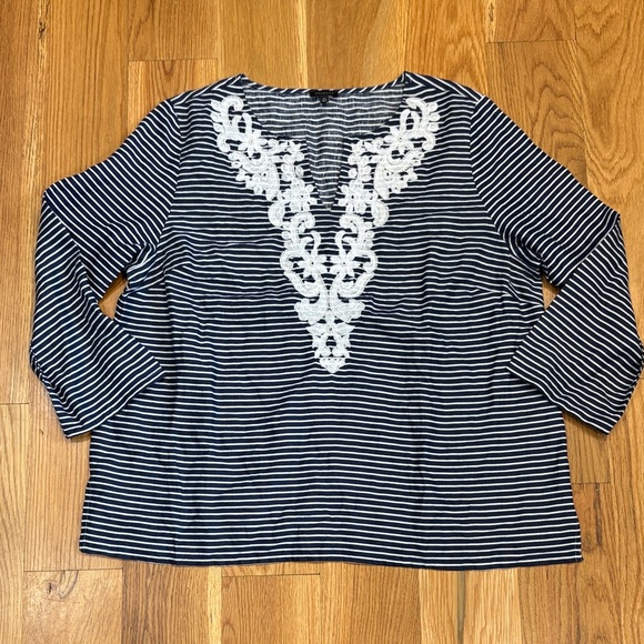 Talbots Tops - Women’s Talbots Linen Embroidered Blouse, Size XL